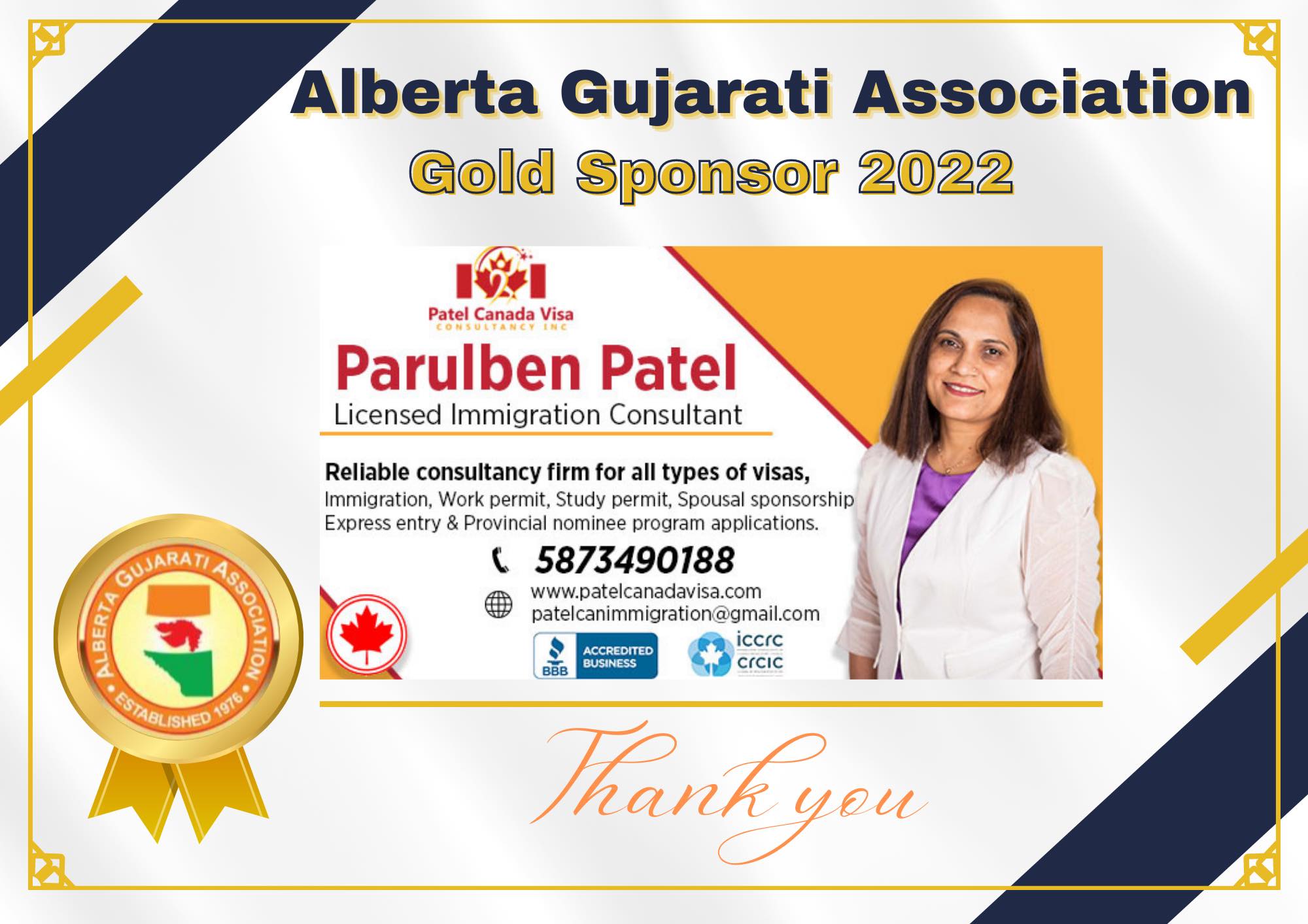 Big Thanks from Alberta Gujarati Association